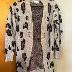 Leopard print cozy long cardigan sweater